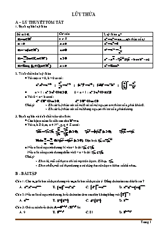 600 Câu trắc nghiệm Toán Lớp 12 - Mũ và Logarit (Có đáp án)
