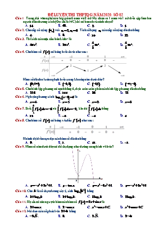 Đề luyện thi THPT Quốc gia môn Toán - Đề số 2 - Năm học 2020 (Có đáp án)