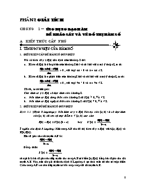 Kiến thức trọng tâm Giải tích Lớp 12 - Chương 1, Phần 1: Ứng dụng đạo hàm để khảo sát và vẽ đồ thị hàm số