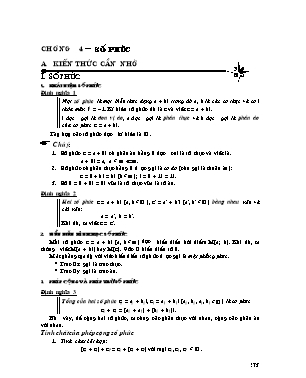 Kiến thức trọng tâm Giải tích Lớp 12 - Chương 4: Số phức