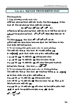 Kiến thức trọng tâm Hình học Lớp 12 - Chủ đề: Mặt cầu (Có hướng dẫn)