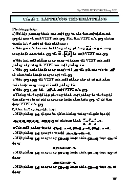Kiến thức trọng tâm Hình học Lớp 12 - Chủ đề: Mặt phương (Có hướng dẫn)