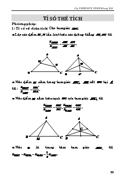 Kiến thức trọng tâm Hình học Lớp 12 - Chủ đề: Tỉ số thể tích (Có hướng dẫn)