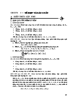 Kiến thức trọng tâm môn Toán Lớp 11 - Chương 2: Tổ hợp và xác suất