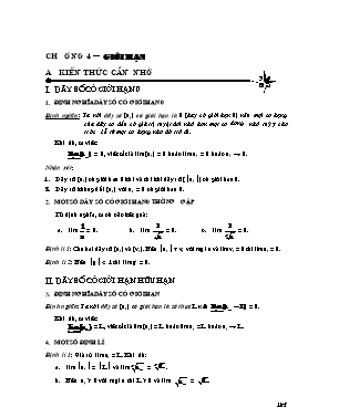 Kiến thức trọng tâm môn Toán Lớp 11 - Chương 4: Giới hạn