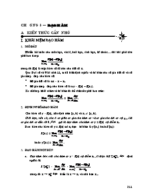 Kiến thức trọng tâm môn Toán Lớp 11 - Chương 5: Đạo hàm