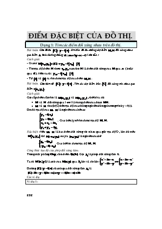 Kiến thức trọng tâm và phương pháp giải toán Khảo sát hàm số và ứng dụng đạo hàm Lớp 12 - Chủ đề 9: Điểm đặc biệt của đồ thị (Có hướng dẫn)