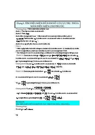 Kiến thức trọng tâm và phương pháp giải toán Khảo sát hàm số và ứng dụng đạo hàm Lớp 12 - Chủ đề 2, Phần 2: Cực trị của hàm số (Có hướng dẫn)