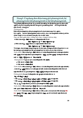 Kiến thức trọng tâm và phương pháp giải toán Khảo sát hàm số và ứng dụng đạo hàm Lớp 12 - Chủ đề 1, Phần 2: Đơn điệu của hàm số (Có hướng dẫn)
