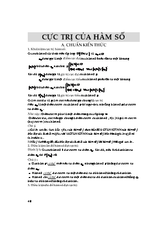 Kiến thức trọng tâm và phương pháp giải toán Khảo sát hàm số và ứng dụng đạo hàm Lớp 12 - Chủ đề 2, Phần 1: Cực trị của hàm số (Có hướng dẫn)
