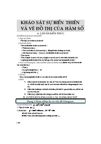 Kiến thức trọng tâm và phương pháp giải toán Khảo sát hàm số và ứng dụng đạo hàm Lớp 12 - Chủ đề 6: Khảo sát sự biến thiên và vẽ đồ thị của hàm số (Có hướng dẫn)