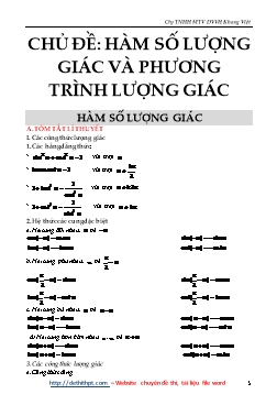 Phương pháp giải các chuyên đề Đại số Lớp 11 - Chủ đề 1: Hàm số lượng giác và phương trình lượng giác (Có hướng dẫn)