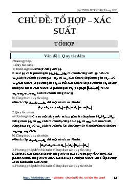 Phương pháp giải các chuyên đề Đại số Lớp 11 - Chủ đề 2: Tổ hợp. Xác suất (Có hướng dẫn)