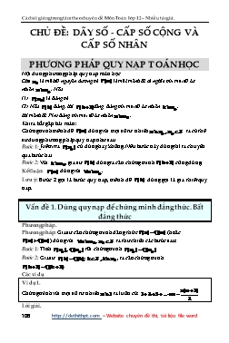 Phương pháp giải các chuyên đề Đại số Lớp 11 - Chủ đề 3: Dãy số (Có hướng dẫn)