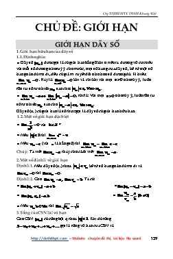 Phương pháp giải các chuyên đề Đại số Lớp 11 - Chủ đề 4: Giới hạn (Có hướng dẫn)