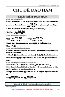 Phương pháp giải các chuyên đề Đại số Lớp 11 - Chủ đề 5: Đạo hàm (Có hướng dẫn)