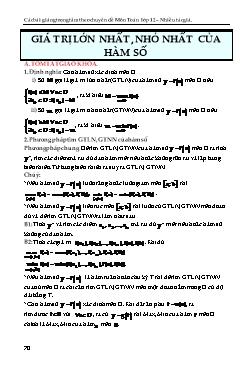 Phương pháp giải các chuyên đề Giải tích Lớp 12 - Chủ đề: Giá trị lớn nhất, nhỏ nhất của hàm số (Có hướng dẫn)
