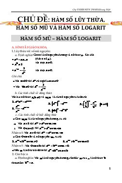 Phương pháp giải các chuyên đề Giải tích Lớp 12 - Chủ đề: Hàm số lũy thừa, hàm số mũ và hàm số logarit (Có hướng dẫn)