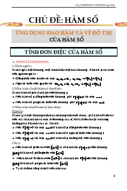 Phương pháp giải các chuyên đề Giải tích Lớp 12 - Chủ đề: Hàm số (Có hướng dẫn)