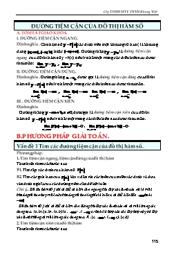 Phương pháp giải các chuyên đề Giải tích Lớp 12 - Chủ đề: Tiệm cận (Có hướng dẫn)