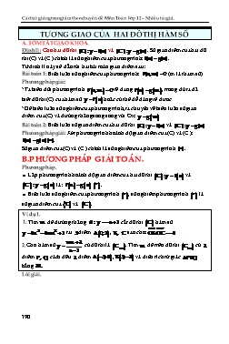Phương pháp giải các chuyên đề Giải tích Lớp 12 - Chủ đề: Tương giao của hai đồ thị hàm số (Có hướng dẫn)