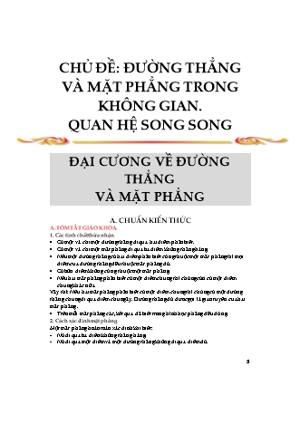 Phương pháp giải các chuyên đề Hình học Lớp 11 - Chủ đề: Đường thẳng và mặt phẳng trong không gian. Quan hệ song song (Có hướng dẫn)