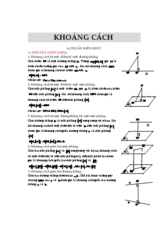 Phương pháp giải các chuyên đề Hình học Lớp 11 - Chủ đề: Khoảng cách (Có hướng dẫn)