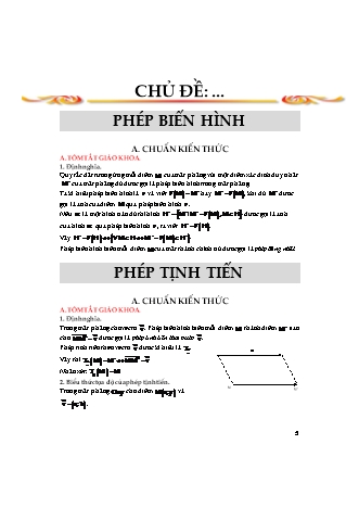 Phương pháp giải các chuyên đề Hình học Lớp 11 - Chủ đề: Phép biến hình (Có hướng dẫn)