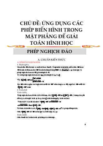 Phương pháp giải các chuyên đề Hình học Lớp 11 - Chủ đề: Ứng dụng các phép biến hình trong mặt phẳng để giải toán hình học (Có hướng dẫn)