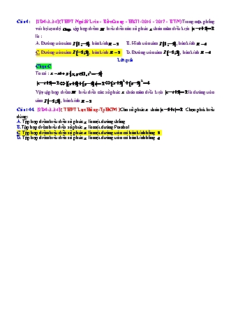 Trắc nghiệm Đại số Lớp 12 tách từ đề thi thử THPT Quốc gia - Chương 4 - Chủ đề 3: Tập hợp điểm biểu diễn số phức - Dạng 3: Tập hợp điểm biểu diễn là đường tròn, hình tròn - Mức độ 1 - Năm học 2017-2018 (Có đáp án)