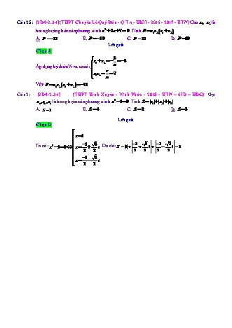 Trắc nghiệm Đại số Lớp 12 tách từ đề thi thử THPT Quốc gia - Chương 4 - Chủ đề 2: Phương trình bậc hai với hệ số thực - Dạng 3: Tìm nghiệm phức của phương trình bậc cao - Mức độ 1 - Năm học 2017-2018 (Có đáp án)