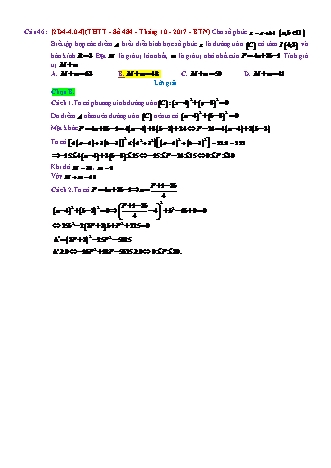 Trắc nghiệm Đại số Lớp 12 tách từ đề thi thử THPT Quốc gia - Chương 4 - Chủ đề 4: Max, min modul - Câu hỏi chưa phân dạng - Mức độ 4 - Năm học 2017-2018 (Có đáp án)