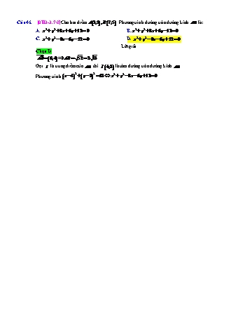 Trắc nghiệm Hình học Lớp 10 tách từ đề thi thử THPT Quốc gia - Chương 3 - Chủ đề 3: Phương trình elip - Dạng 7: Viết phương trình tiếp tuyến của elip - Năm học 2017-2018 (Có đáp án)