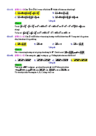Trắc nghiệm Hình học Lớp 10 tách từ đề thi thử THPT Quốc gia - Chương 2 - Chủ đề 2: Tích vô hướng của hai vectơ - Dạng 1: Các câu hỏi lý thuyết - Mức độ 2 - Năm học 2017-2018 (Có đáp án)
