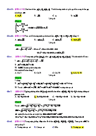 Trắc nghiệm Hình học Lớp 10 tách từ đề thi thử THPT Quốc gia - Chương 2 - Chủ đề 2: Tích vô hướng của hai vectơ - Dạng 7: Bài toán về độ dài, khoảng cách, chu vi, diện tích - Mức độ 2 - Năm học 2017-2018 (Có đáp án)