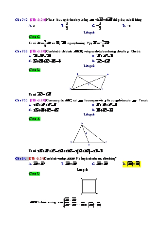 Trắc nghiệm Hình học Lớp 10 tách từ đề thi thử THPT Quốc gia - Chương 1 - Chủ đề 3: Phép nhân một số với một vectơ - Dạng 2: Đẳng thức vectơ có dùng tính chất trung điểm - Mức độ 2 - Năm học 2017-2018 (Có đáp án)