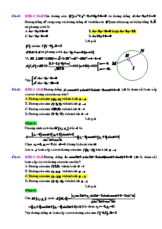 Trắc nghiệm Hình học Lớp 10 tách từ đề thi thử THPT Quốc gia - Chương 3 - Chủ đề 2: Phương trình đường tròn - Dạng 20: Vị trí tương đối giữa đường thẳng và đường tròn - Mức độ 3 - Năm học 2017-2018 (Có đáp án)