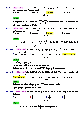 Trắc nghiệm Hình học Lớp 10 tách từ đề thi thử THPT Quốc gia - Chương 3 - Chủ đề 1: Phương trình đường thẳng - Dạng 18: Toán tổng hợp liên quan đến đường đường cao tam giác - Mức độ 2 - Năm học 2017-2018 (Có đáp án)