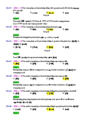 Trắc nghiệm Hình học Lớp 10 tách từ đề thi thử THPT Quốc gia - Chương 3 - Chủ đề 1: Phương trình đường thẳng - Dạng 1: Các câu hỏi lý thuyết - Mức độ 2 - Năm học 2017-2018 (Có đáp án)