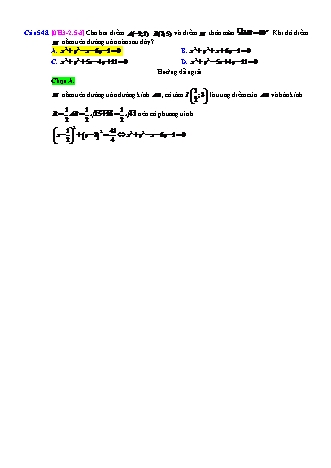 Trắc nghiệm Hình học Lớp 10 tách từ đề thi thử THPT Quốc gia - Chương 3 - Chủ đề 2: Phương trình đường tròn - Dạng 5: Phương trình đường tròn tâm I và đi qua điểm M - Mức độ 3 - Năm học 2017-2018 (Có đáp án)