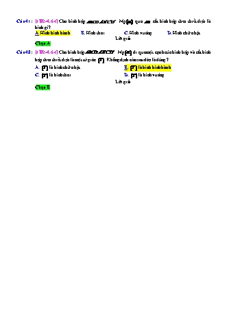 Trắc nghiệm Hình học Lớp 11 tách từ đề thi thử THPT Quốc gia - Chương 2 - Chủ đề 4: Hai mặt phẳng song song - Dạng 6: Tìm thiết diện song song với mặt phẳng - Mức độ 1 - Năm học 2017-2018 (Có đáp án)
