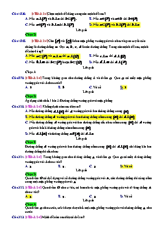 Trắc nghiệm Hình học Lớp 11 tách từ đề thi thử THPT Quốc gia - Chương 3 - Chủ đề 3: Đường thẳng vuông góc mặt phẳng - Dạng 2: Câu hỏi về quan hệ vuông góc (cho trước hình vẽ) - Mức độ 1 - Năm học 2017-2018 (Có đáp án)
