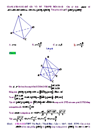 Trắc nghiệm Hình học Lớp 11 tách từ đề thi thử THPT Quốc gia - Chương 3 - Chủ đề 4: Hai mặt phẳng vuông góc - Dạng 5: Quan hệ vuông góc trong hình chóp L1 (đáy tam giác, vuông cạnh bên) - Mức độ 2 - Năm học 2017-2018 (Có đáp án)