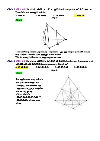Trắc nghiệm Hình học Lớp 11 tách từ đề thi thử THPT Quốc gia - Chương 2 - Chủ đề 1: Đường thẳng và mặt phẳng - Câu hỏi chưa phân dạng - Mức độ 2 - Năm học 2017-2018 (Có đáp án)