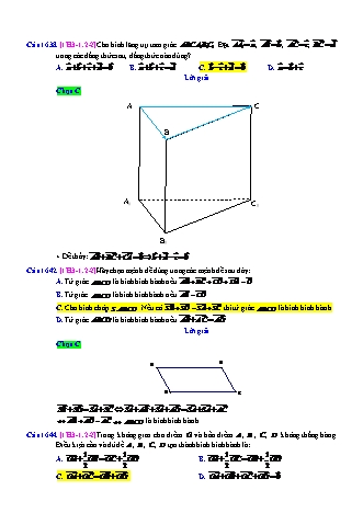 Trắc nghiệm Hình học Lớp 11 tách từ đề thi thử THPT Quốc gia - Chương 3 - Chủ đề 1: Vectơ trong không gian - Dạng 2: Đẳng thức vectơ không liên quan trung điểm, trọng tâm - Mức độ 2 - Năm học 2017-2018 (Có đáp án)