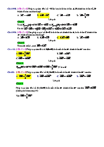 Trắc nghiệm Hình học Lớp 11 tách từ đề thi thử THPT Quốc gia - Chương 1 - Chủ đề 7: Phép vị tự - Dạng 1: Các tính chất của phép vị tự - Mức độ 2 - Năm học 2017-2018 (Có đáp án)