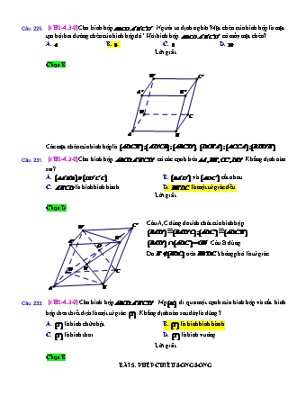 Trắc nghiệm Hình học Lớp 11 tách từ đề thi thử THPT Quốc gia - Chương 2 - Chủ đề 4: Hai mặt phẳng song song - Dạng 3: Đọc hình vẽ (giao tuyến, giao điểm, thiết diện) - Mức độ 2 - Năm học 2017-2018 (Có đáp án)