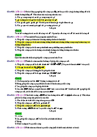 Trắc nghiệm Hình học Lớp 11 tách từ đề thi thử THPT Quốc gia - Chương 1 - Chủ đề 3: Phép đối xứng trục - Dạng 1: Các tính chất của phép đối xứng trục - Năm học 2017-2018 (Có đáp án)