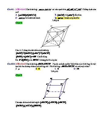 Trắc nghiệm Hình học Lớp 11 tách từ đề thi thử THPT Quốc gia - Chương 2 - Chủ đề 4: Hai mặt phẳng song song - Câu hỏi chưa phân dạng - Mức độ 1 - Năm học 2017-2018 (Có đáp án)