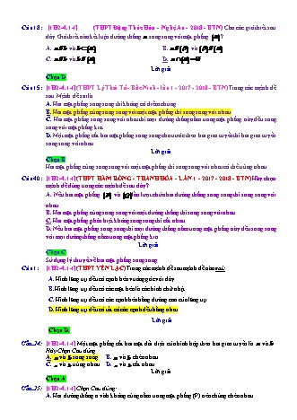 Trắc nghiệm Hình học Lớp 11 tách từ đề thi thử THPT Quốc gia - Chương 2 - Chủ đề 4: Hai mặt phẳng song song - Dạng 1: Câu hỏi lý thuyết - Mức độ 1 - Năm học 2017-2018 (Có đáp án)